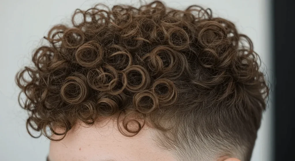 Buzzed Sides with Curly Top Wolf Cut