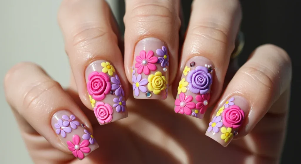 Floral Frenzy nails